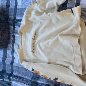 No brand) yellow crewneck with sun flowers